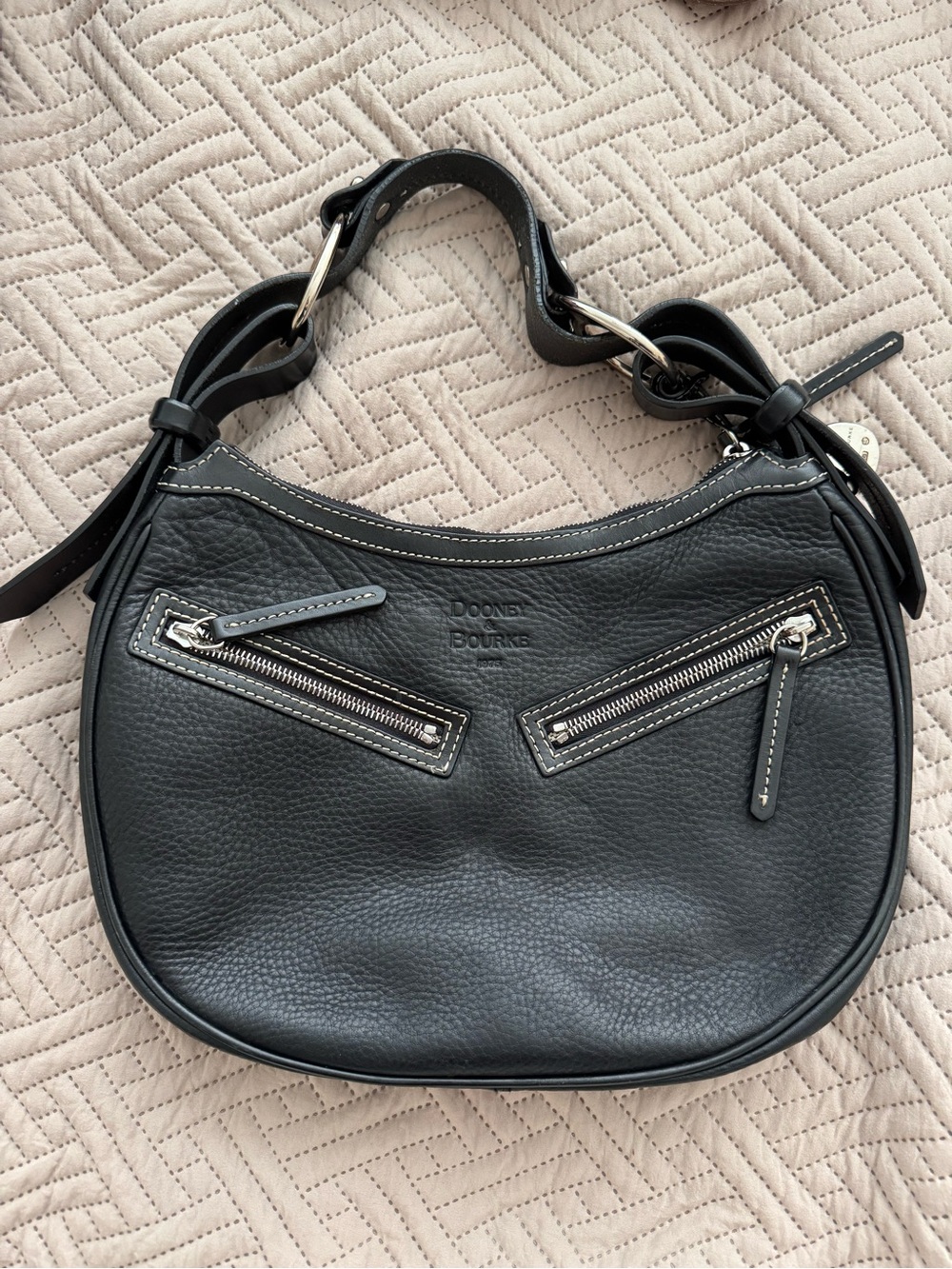 Vintage Dooney & Bourke Black Pebble Leather Shoulder Bag